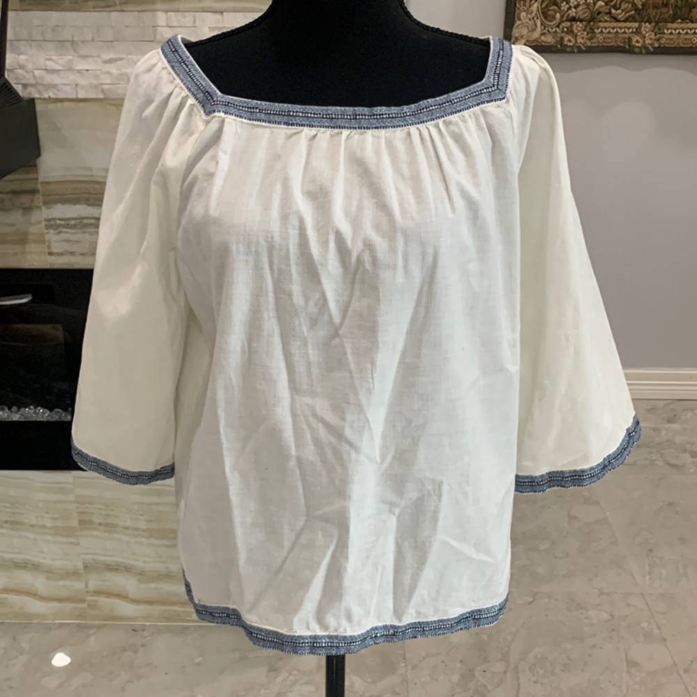 GAP 1969 White Wide Sleeve Boho Style Blouse. Size XS (160)